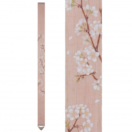 Fino tapiz japonés en cáñamo, pintado a mano, SAKURA, cerezo