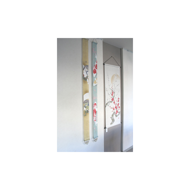 Feiner japanischer Wandteppich aus Hanf, handbemalt, NISHIKI KOII​​​​​​