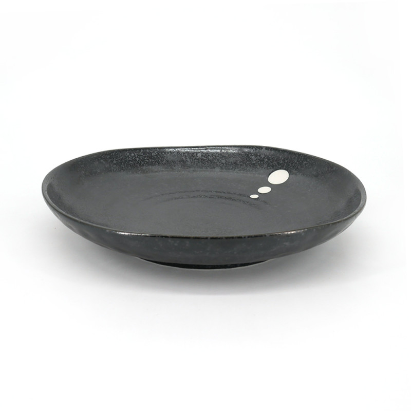 assiette creuse japonaise noire en céramique, DOT, points blancs, fabriqué au Japon