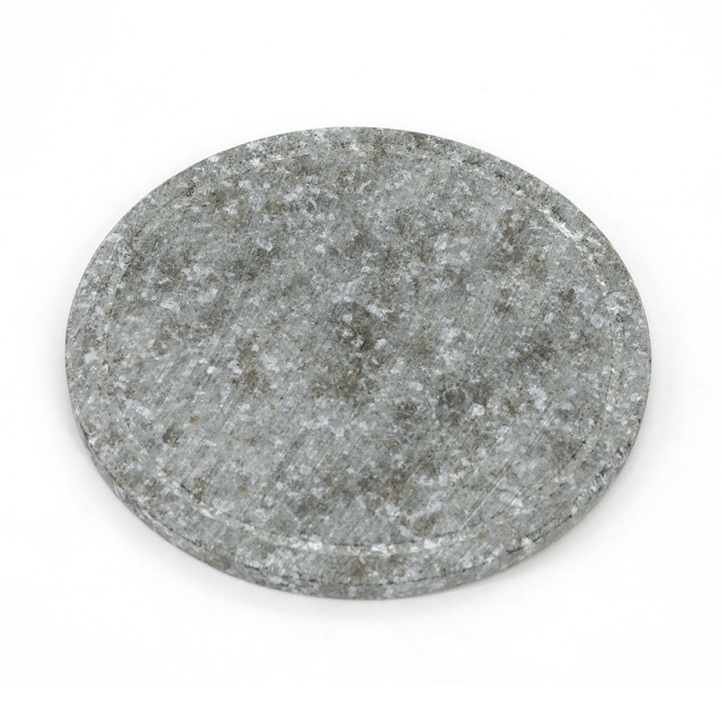 Assiette japonaise ronde en pierre grise, ISHI