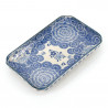 Japanisch blaue rechteckige Keramikplatte - HANA KARAKUSA