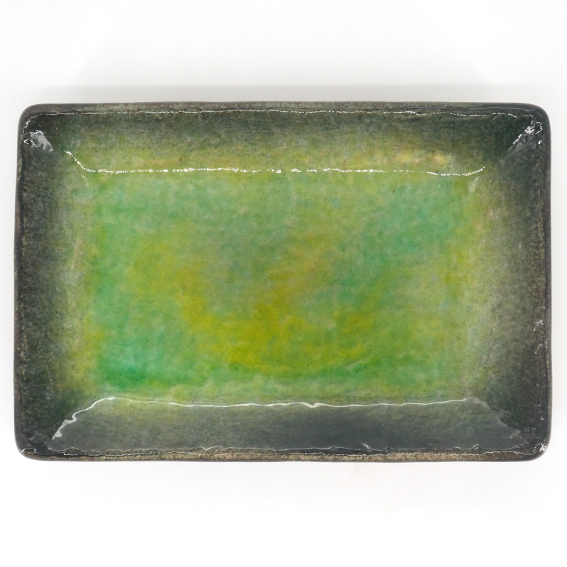 Japanische grüne Keramikplatte, rechteckig - MIDORI