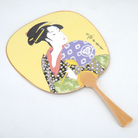 Petit éventail japonais non pliant uchiwa, UCHIWA BIJIN, beauté à l'éventail