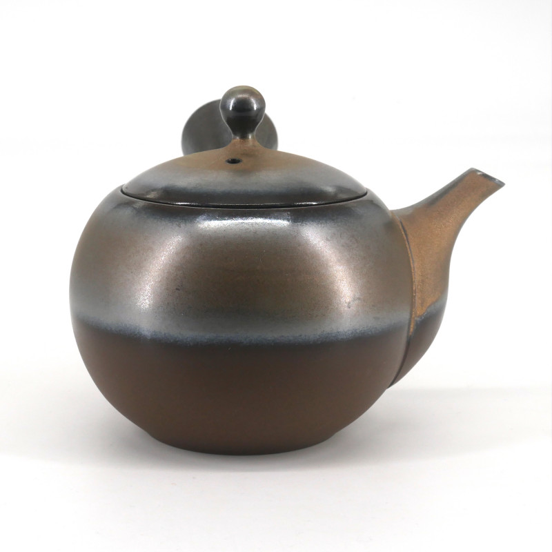 Japanese tokoname kyusu teapot, BURONZU, bronze