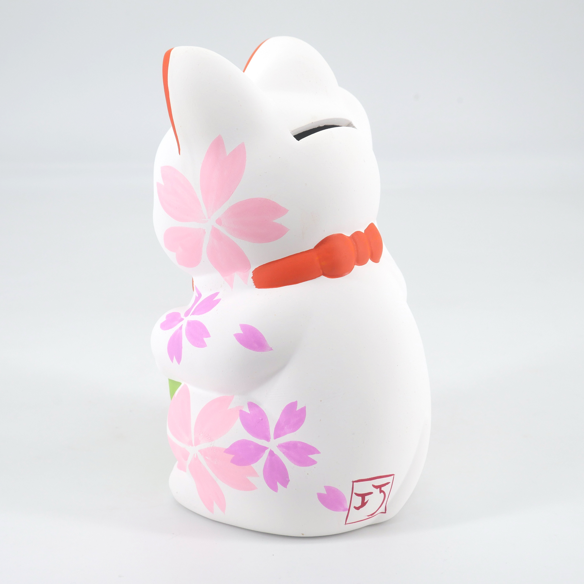 Maneki Neko chat porte bonheur japonais Blanc' Autocollant