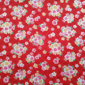 tissu rouge japonais en coton, motifs sakura, fleurs de cerisier