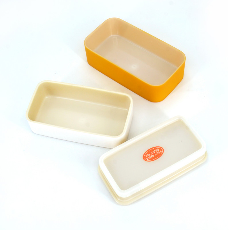 Japanese rectangular bento lunch box, YAMABUKI NAMICHIDORI, yellow + chopsticks