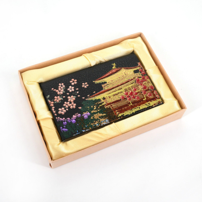 Decorated Japanese rectangular card holder, KINKAKUJI