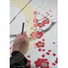 Feiner japanischer Wandteppich aus Hanf, handbemalt, OITOGIKU, Chrysantheme