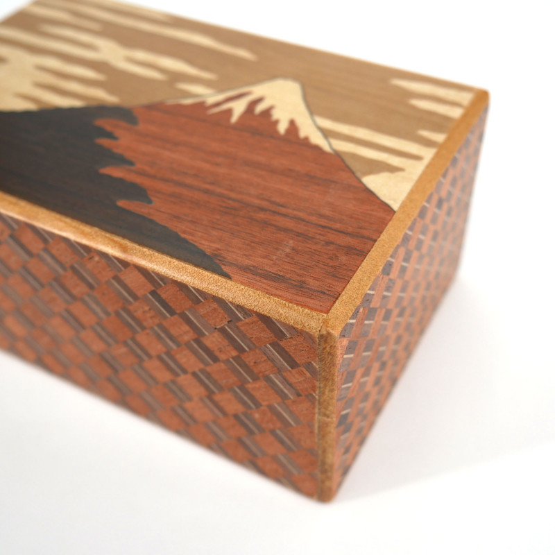 Hakone Yosegi Traditional Marquetry Secret Box, 21 steps FUJI TSUBAKI