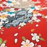 Japanischer roter Polyester-Chirimen-Stoff mit Kirschblütenmuster, SAKURA, hergestellt in Japan Breite 112 cm x 1m
