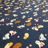 Tissu bleu japonais en coton motif chat, NEKO, fabriqué au Japon largeur 112 cm x 1m