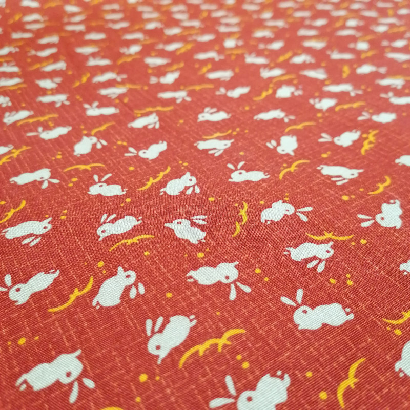 Kaninchengewebe aus japanischer rot Baumwolle, USAGI, hergestellt in Japan Breite 112 cm x 1m