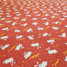 Tissu rouge japonais en coton motif lapin, USAGI, fabriqué au Japon largeur 112 cm x 1m