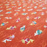 Tessuto giapponese in cotone rosso con motivo a pesci, KINGYO, realizzato in Giappone larghezza 112 cm x 1m