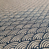Tejido de algodón azul japonés con diseño ondulado, SEIGAIHA, hecho en Japón, ancho 112 cm x 1m