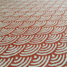 Tessuto giapponese in cotone rosso con motivo a onde, SEIGAIHA, realizzato in Giappone larghezza 112 cm x 1m