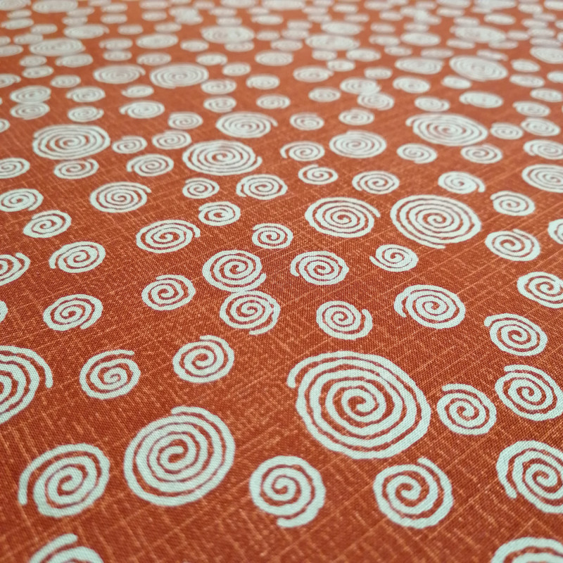 Tissu rouge japonais en coton motif tourbillon, UZUMAKI, fabriqué au Japon largeur 112 cm x 1m