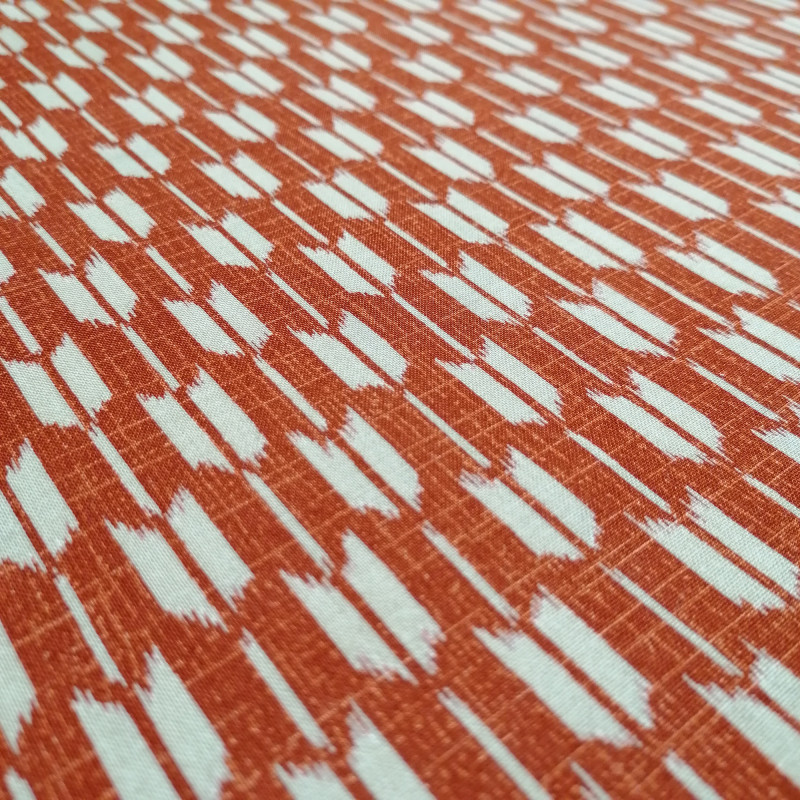 Tessuto giapponese in cotone rosso con motivo di frecce, YAGASURI, realizzato in Giappone larghezza 112 cm x 1m
