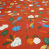 Japanese red cotton fabric with vegetable motif, YASAI, made in Japan width 112 cm x 1m