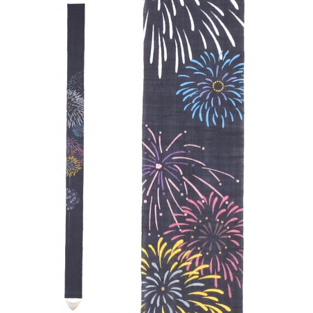 Fino tapiz japonés en cáñamo, pintado a mano, HANABI