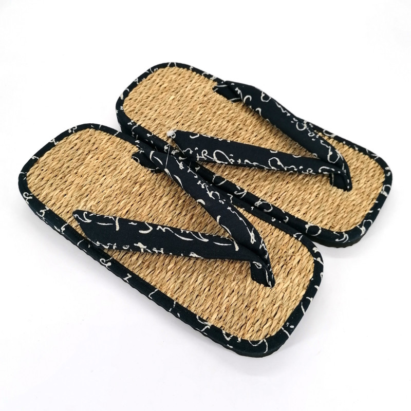pair of Japanese sandals zori seagrass, MOTIFS