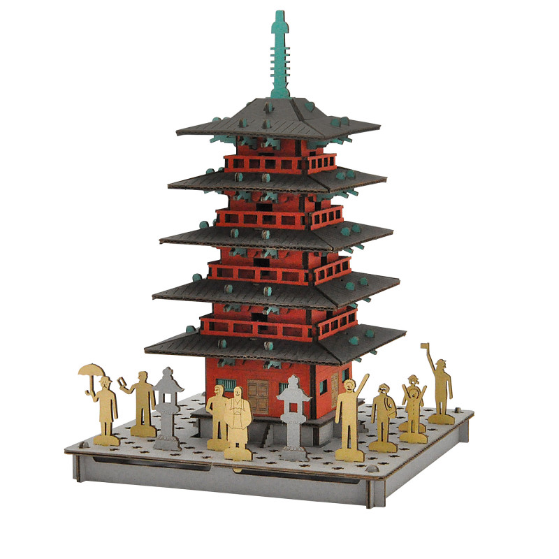 mini modello di cartone, TO, Pagoda rossa con 5 piani