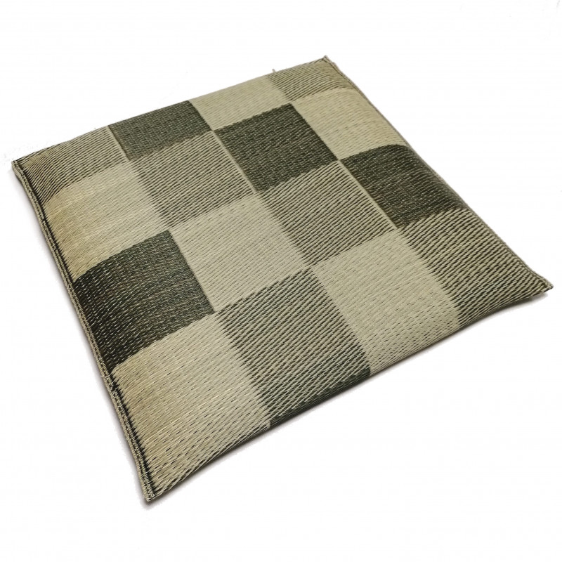 square pattern rice straw mat cushion - Heihō 55x55cm