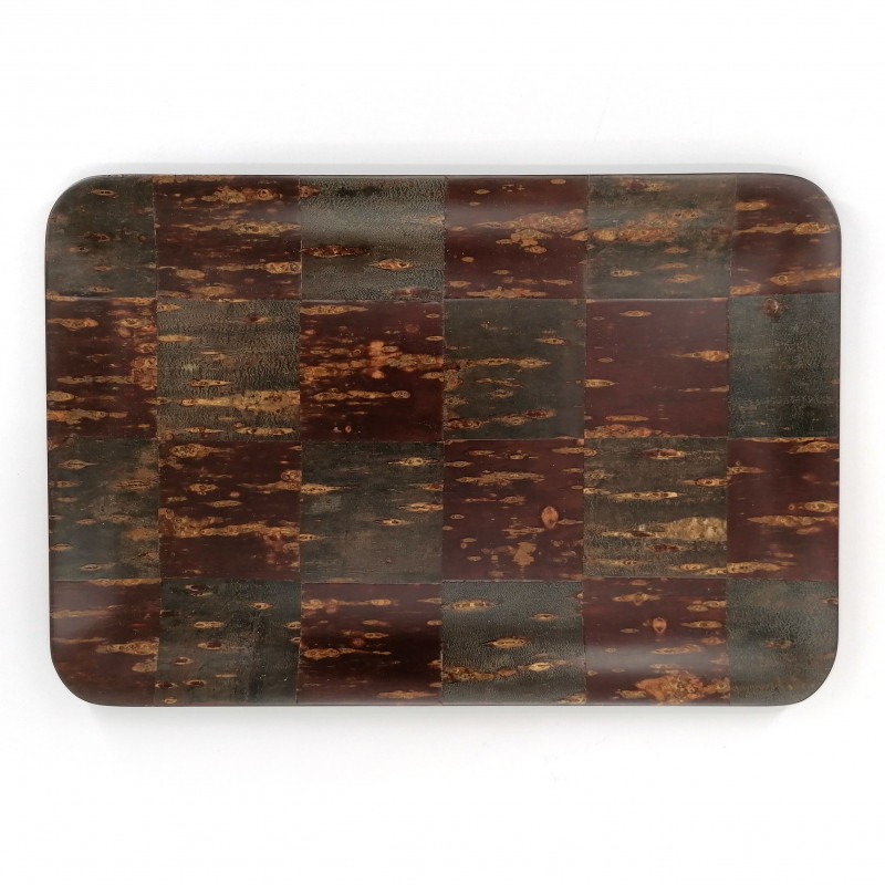 Rectangular cherry bark tray, DAMIER