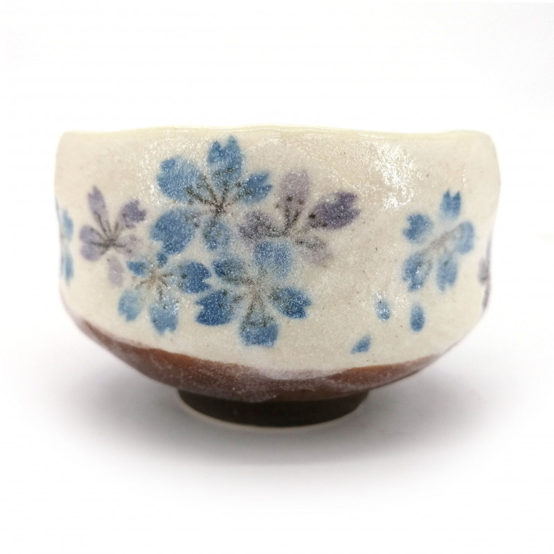 bol japonais pour cérémonie du thé en céramique, SAKURA, bleu