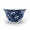 tazza blu da tè giapponese di ceramica, UME fiori blu