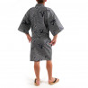 yukata kimono japonés algodón azul, SHIKI, kanji cuatro estaciones