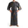 yukata kimono japonés algodón negro, KOIN, piezas viejas