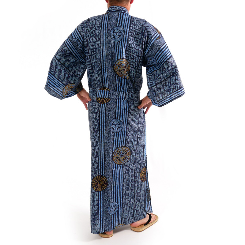 japanischer herren blauer Yukata – Kimono, KOIN, alte Stücke