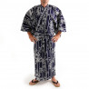 kimono yukata traditionnel japonais bleu en coton bambou et dragon pour homme