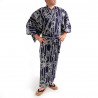 yukata kimono japonés algodón azul, RYÛTAKE, bambú y dragón