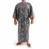 japanischer herren blau-grauer yukata – Kimono, KANJI