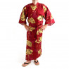 Kimono rojo japonés para hombre, SENSU, abanicos de oro