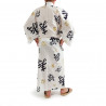 Japanese traditional white cotton yukata kimono happy longevity kanji for men