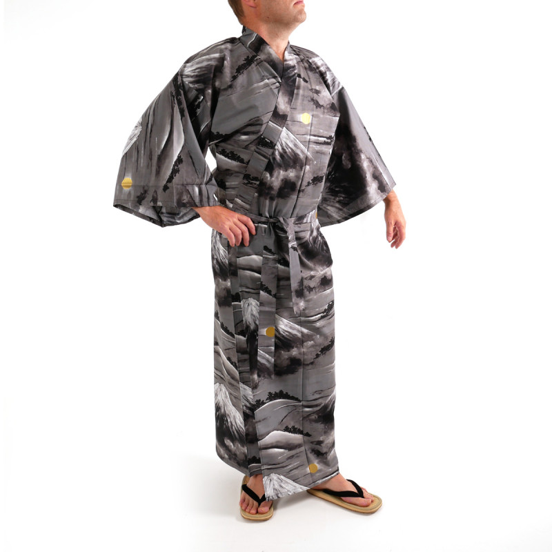 japanischer Herren yukata Kimono - schwarz, FUJI, Der Fuji