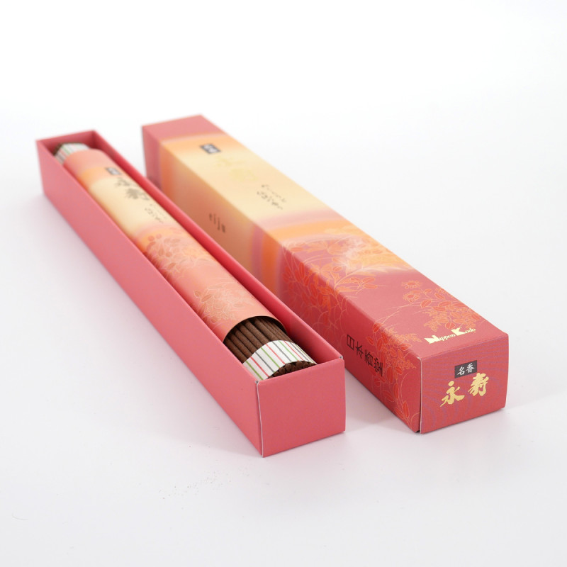 Box of 100 long-lasting incense sticks, EIJU MEIKO, Cinnamon and Amber