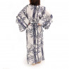 yukata japonés kimono algodón blanco, TAKE, bambú