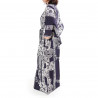 japanische Yukata Kimono blaue Baumwolle, HANAKAMON, Blumenkreis