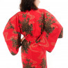 kimono yukata traditionnel japonais rouge en coton pivoines flottantes pour femme