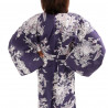 Japanese traditional blue navy cotton yukata kimono peony and beauty for ladies