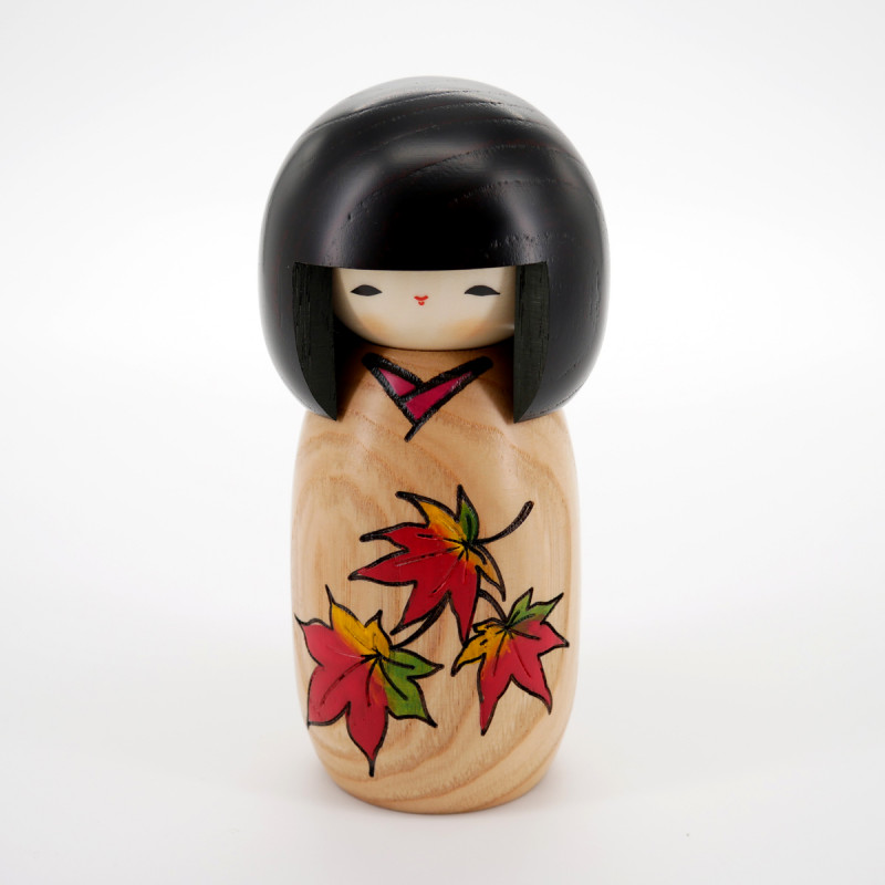 muñeca de madera japonesa - kokeshi, MOMIJI, Color natural