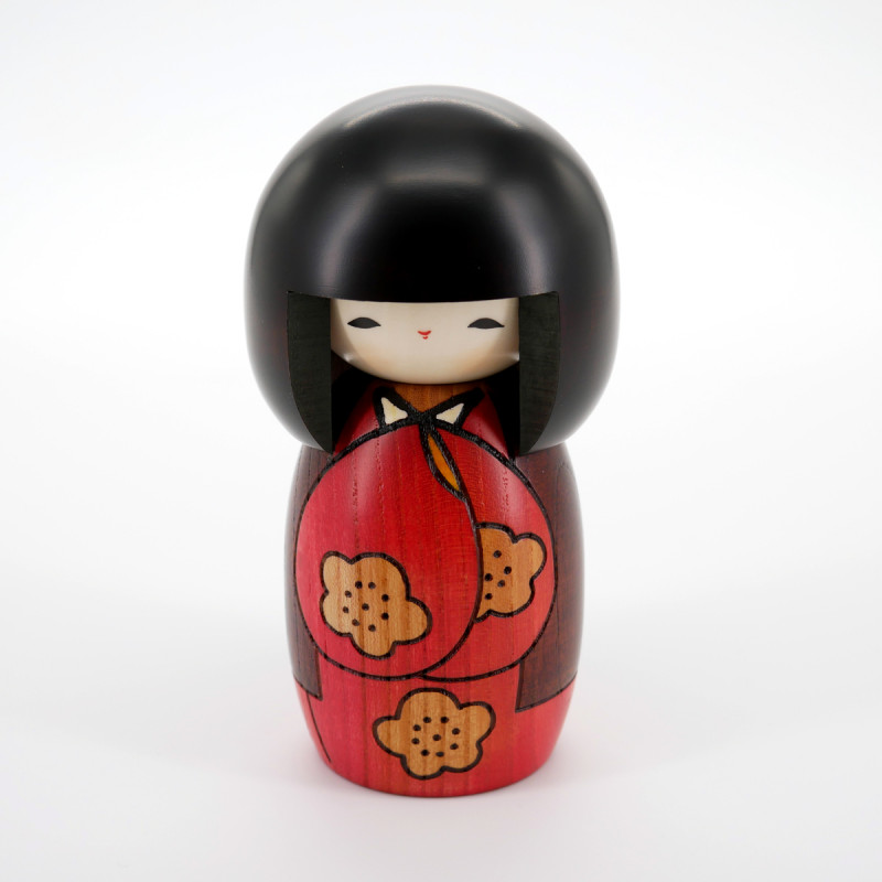 bambola di legno giapponese - kokeshi, KOJITSU, rosso