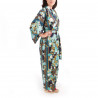 yukata japonés kimono algodón azul, KIKU, madres