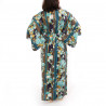 kimono giapponese yukata in cotone blu, KIKU, mamme