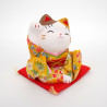Gato manekineko in ceramica naranja, KIMONO RIGHT-L, pata derecha